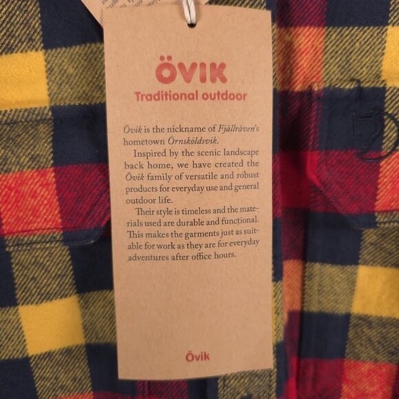 NWT FJALLRAVEN Flannel Shirt Red Plaid Skog Slim‎ Fit Long Sleeve Outdoor LARGE - Picture 13 of 16